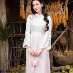 Áo dài AD273 - QD050 cách tân tay xẻ phối tà ngắn họa tiết in chìm