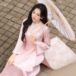 Áo dài AD264 - QD049 cách tân tay lỡ dáng xòe phối tà ngắn