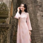 Áo dài AD264 - QD049 cách tân tay lỡ dáng xòe phối tà ngắn