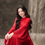 Áo dài AD267 - QD001 cách tân tay rộng dáng suông phối tà ngắn