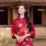 Áo dài AD277 - QD001 cách tân tay lỡ phối tà rộng
