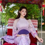 Áo dài cách tân tà ngắn phối hồ điệp 3D AD188 (LẺ ÁO)