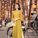 Áo dài cách tân 4 tà tay lỡ phối cổ 3 phân AD240