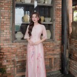 Áo dài cách tân 6 tà phối họa tiết thêu AD187 (LẺ ÁO)