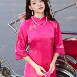 Áo dài cách tân cổ 3 phân tà ngắn AD194