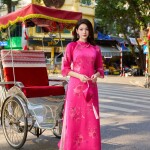 Áo dài cách tân cổ 3 phân tà ngắn AD194