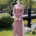 Áo dài cách tân cổ lệch phối khuy cài AD199 (LẺ ÁO)
