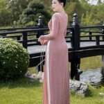 Áo dài cách tân cổ lệch phối khuy cài AD199 (LẺ ÁO)