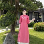 Áo dài cách tân dáng suông phối hoa nổi AD200 (LẺ ÁO)