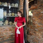 Áo dài cách tân tay cộc phối cổ 3 phân AD206 (LẺ ÁO)