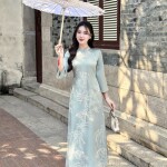 Áo dài cách tân tay lỡ phối họa tiết thêu AD229 (LẺ ÁO)