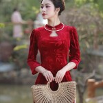 Áo dài cách tân tay phồng cổ 3 phân AD238 (LẺ ÁO)