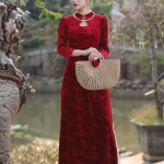 Áo dài cách tân tay phồng cổ 3 phân AD238 (LẺ ÁO)