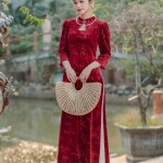 Áo dài cách tân tay phồng cổ 3 phân AD238 (LẺ ÁO)