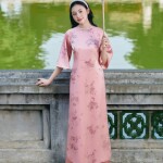 Áo dài cách tân tay rộng phối cổ đính ngọc AD213 (LẺ ÁO)