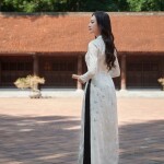 Áo dài cổ 3 phân phối họa tiết hồ điệp in phủ nhũ AD219 (LẺ ÁO)