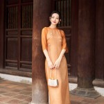 Áo dài tay lỡ phối họa tiết thêu AD166