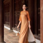Áo dài tay lỡ phối họa tiết thêu AD166