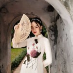Áo dài truyền thống đính thủ công AD104 (LẺ ÁO)
