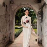 Áo dài truyền thống đính thủ công AD104 (LẺ ÁO)
