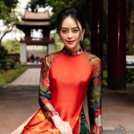 Áo dài truyền thống tơ in 4 TÀ  họa tiết AD146 (LẺ ÁO)
