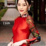 Áo dài truyền thống tơ in 4 TÀ  họa tiết AD146 (LẺ ÁO)