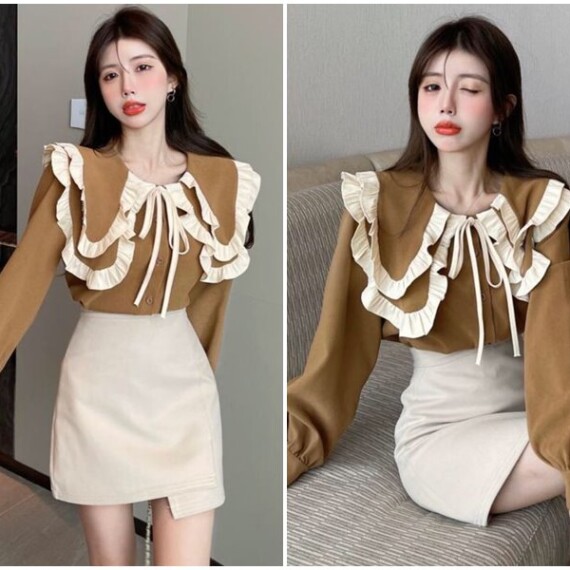 10 mẫu áo sơ mi nữ cổ tròn cách điệu hot nhất năm nay