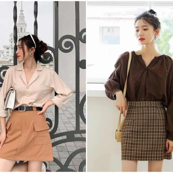 10 cách phối đồ với áo sơ mi nâu nữ sang trọng trẻ trung