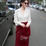 Áo sơ mi cổ tim phối tay dài LA433