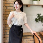 Chân váy bút chì dáng dài phối cúc LV155