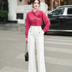 Quần cạp  cao phối khuy kèm túi LQ133