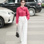 Quần cạp  cao phối khuy kèm túi LQ133