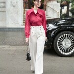 Quần cạp  cao phối khuy kèm túi LQ133