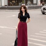 Chân váy dáng dài phối túi LV162