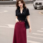 Chân váy dáng dài phối túi LV162