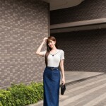 Chân váy dáng dài phối túi 2 bên LV168