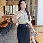 Chân váy bút chì dáng dài phối cúc LV155