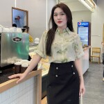 Chân váy bút chì dáng dài phối cúc LV155