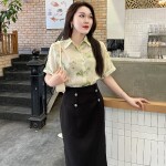 Chân váy bút chì dáng dài phối cúc LV155