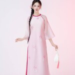 Áo dài tay lỡ Phúc An NGO009-QT06 thương hiệu ÁO DÀI NGƠ