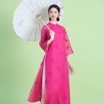 Áo dài dáng suông Đào Hoa NGO022-QT07 thương hiệu ÁO DÀI NGƠ