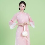 Áo dài tay lỡ Hương Mai NGO023-QT03 thương hiệu ÁO DÀI NGƠ