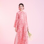 Áo dài Cẩm Vân tà ngắn 1m25 NGO042 - QT007 thương hiệu ÁO DÀI NGƠ