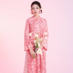 Áo dài Cẩm Vân tà ngắn 1m25 NGO042 - QT007 thương hiệu ÁO DÀI NGƠ