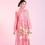 Áo dài Cẩm Vân tà ngắn 1m25 NGO042 - QT007 thương hiệu ÁO DÀI NGƠ