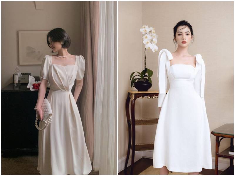 đi mộc châu mặc đầm suông trắng