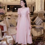 Đầm chữ A dáng dài phối hoa đính nổi LD386