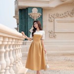 Đầm xòe dáng dài phối tay cộc LD226