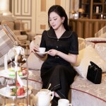 Đầm chữ A cổ tim phối lá cổ to LD399