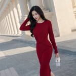 Đầm body dáng ôm phối eo xoắn LD390